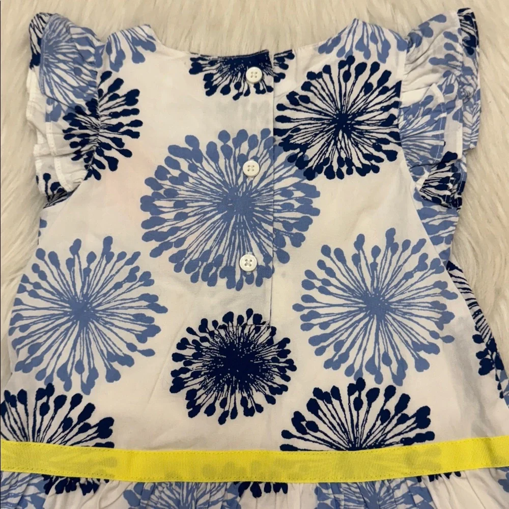 Gymboree Girls Pocketful Sunshine Dandelion Toddler Dress Blue & White 12-18M